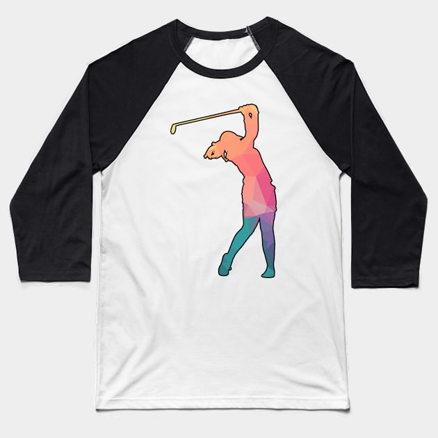 Colorful Geometric golf Woman Player Baseball T-Shirt by BasmatiShop